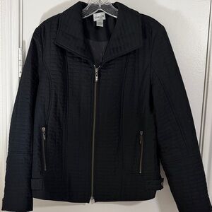 Chico's Black Textured Bomber Jacket Size 1